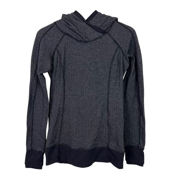 Lululemon Women's Size 4 Think Fast Hoodie Heathered Herringbone Black - Picture 1 of 11